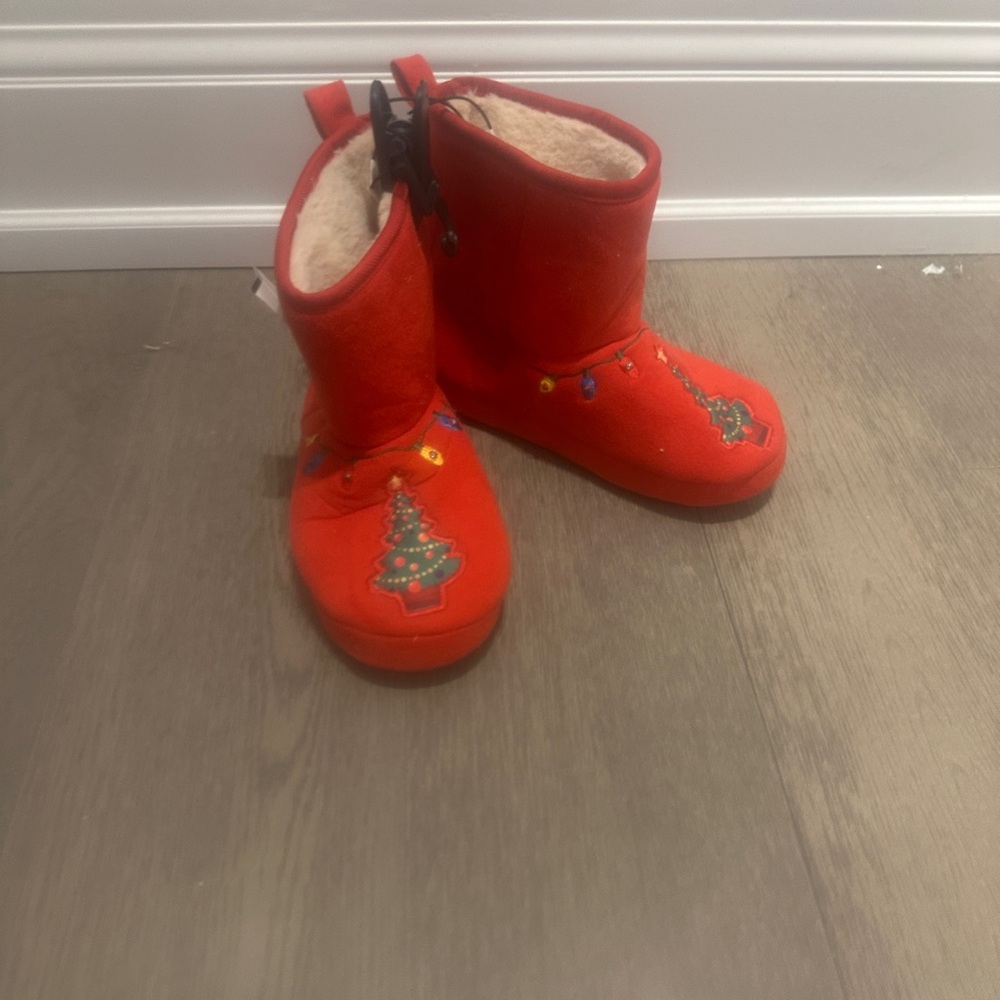 Festive Red Kids Boots with light